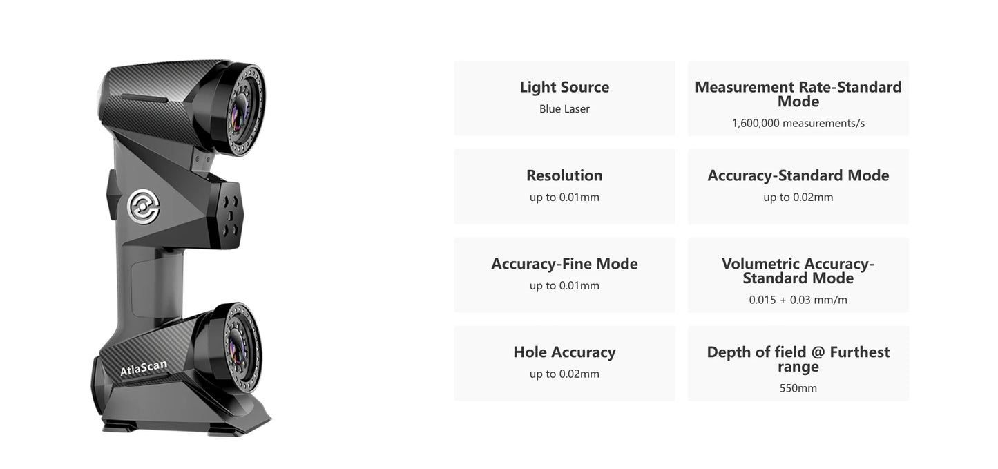 AtlaScan Large scanning Metrology grade 3D Scanner for Quality Control & Inspection Reverse Engine Modeling & Designing